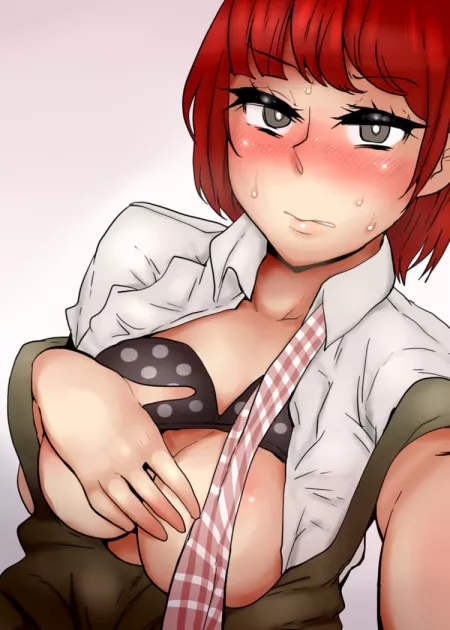 Mahiru being coy while taking a selfie [Danganronpa] by VampireQueenDespair