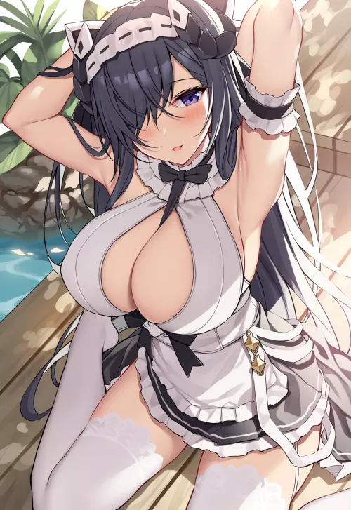 Maid August Von Parseval arms up [Azur Lane] by elegantloveglimmer