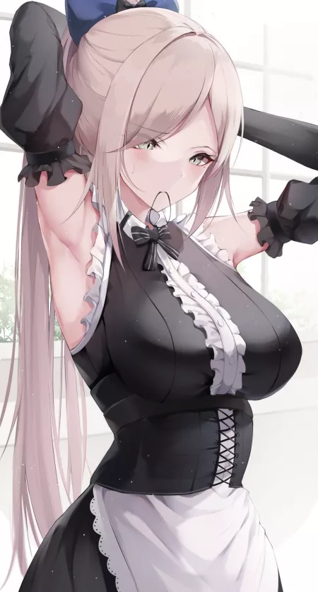 Maid tying her Hair by CheetahSperm18