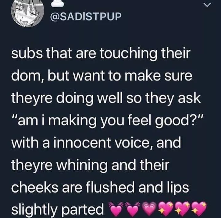 Making sure you make your Dom happy <3 💗💗 posted by miss-gentle
