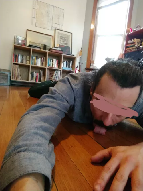 Making sure your floors are clean enough to eat off of. by drippybastard