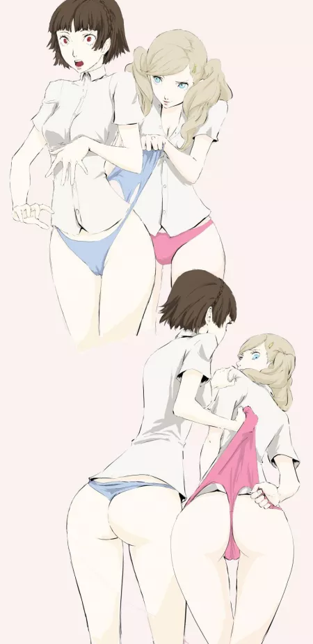 Makoto and Ann giving each other wedgies. by BnwFearless