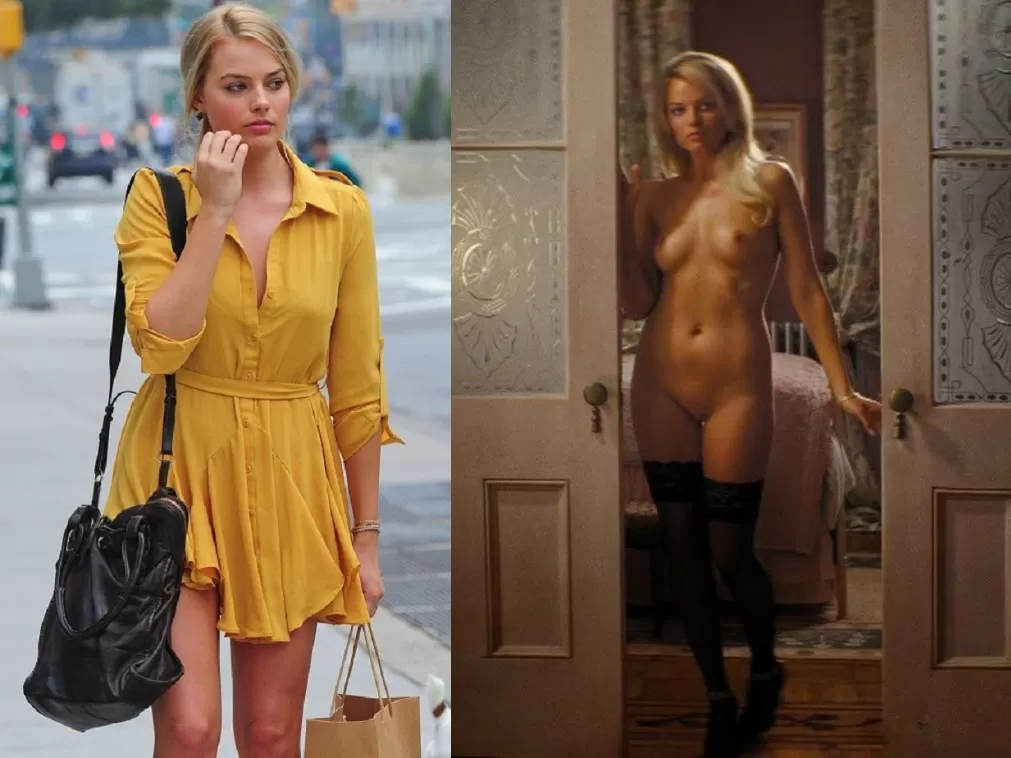 Margot Robbie goes from yellow dress to nothing at all posted by [deleted]