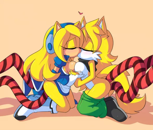maria and tailsko kissin 🌊🤍💦💯🙏🏿 (art by ayb)