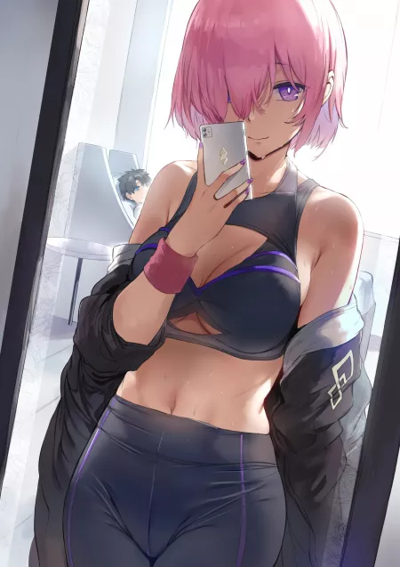Mashu's Gym Selfie [Fate/GO] by CheetahSperm18