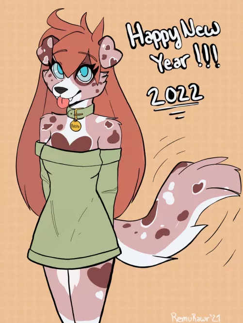 Matcha wants you to have a Happy New Year! (Art by me. @RemuRawr) by astrocanine