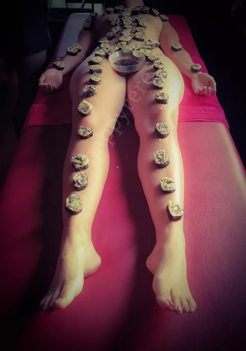 Me, a Middel Eastern beeing a sushi/maki table on a bdsm ladies event 😳🙈🙈 by happyrere2