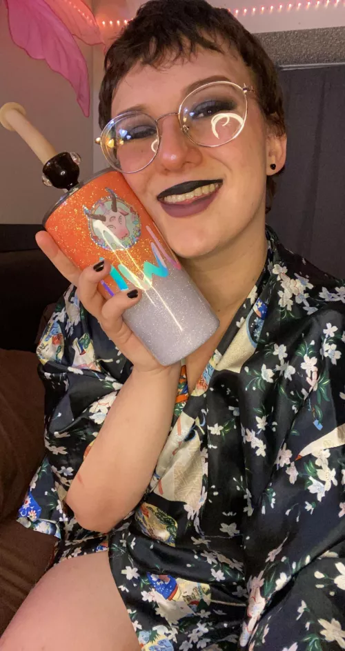 Me and my cute tumbler bong. by SatansLittleCutie