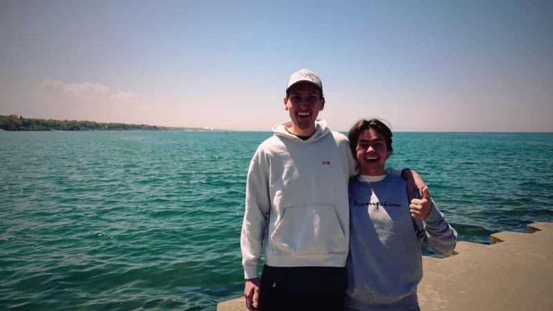 Me and one of my best friends at the south haven beach on the shore of Lake Michigan :) by Turkeycrane