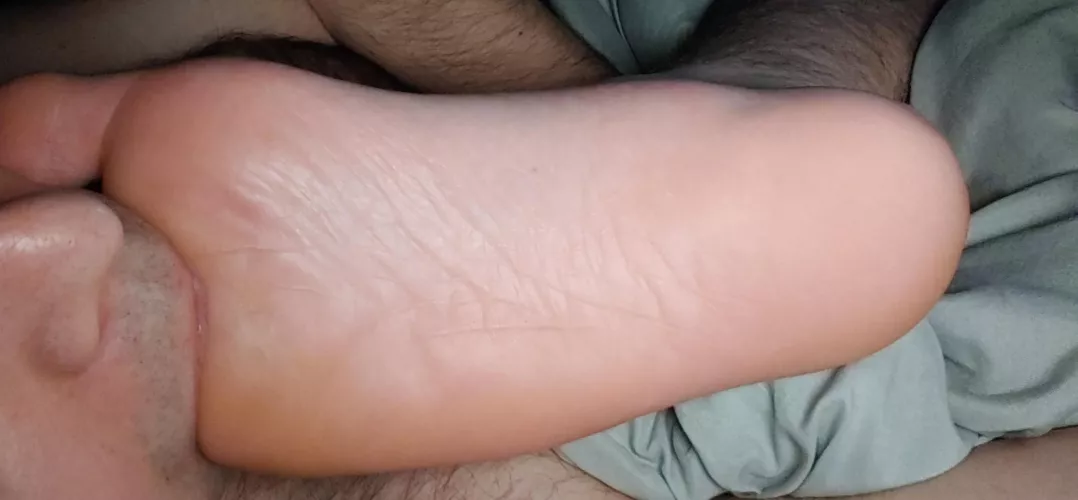 Me sucking on my man's size 13 foot. They taste amazing when they get sweaty! by iworshipmybffeet