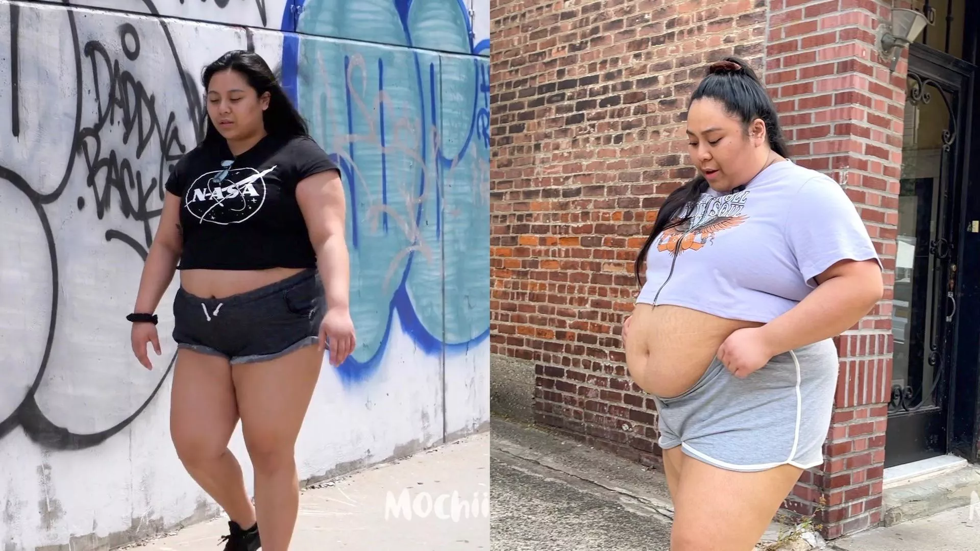 Me walking after my first few months of gaining vs now 😳 posted by mochiibabii