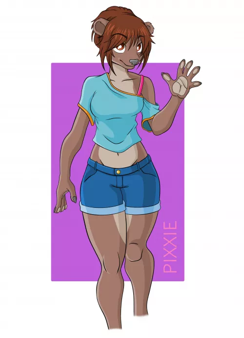 Meet my new original character, Pixxie! What do you think? 😊 by Little_Green_furry
