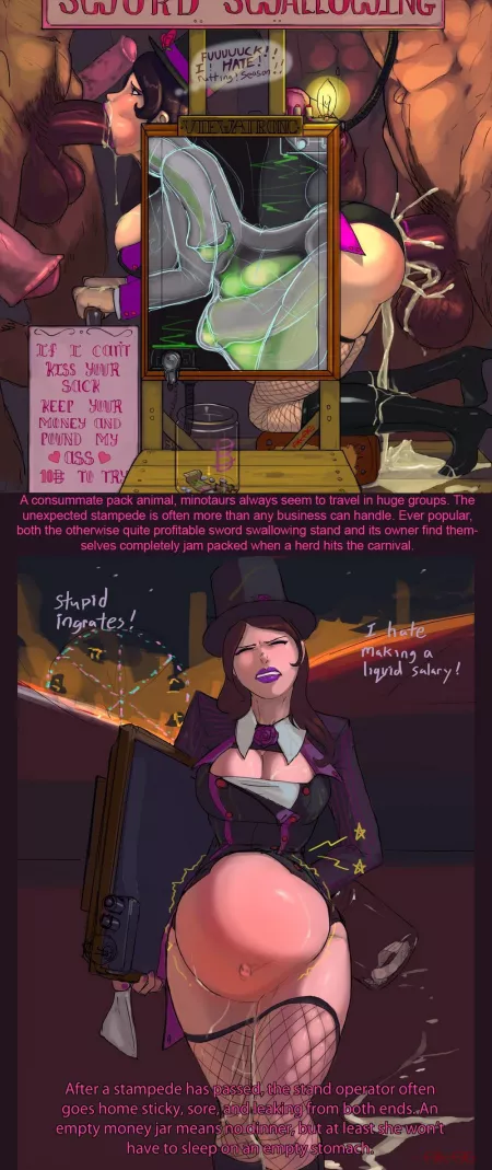 [M/F/M] Zatanna coming home empty-handed with no money in her pocket but did with a big belly full of cum (aka6) by Sakura-Uma