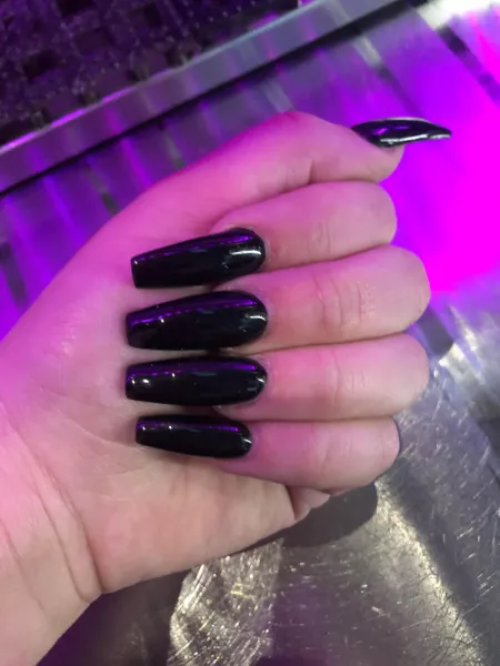 Mid shift manicure pic 🥰 I think the pink lights make em even better by ariellegoddesss