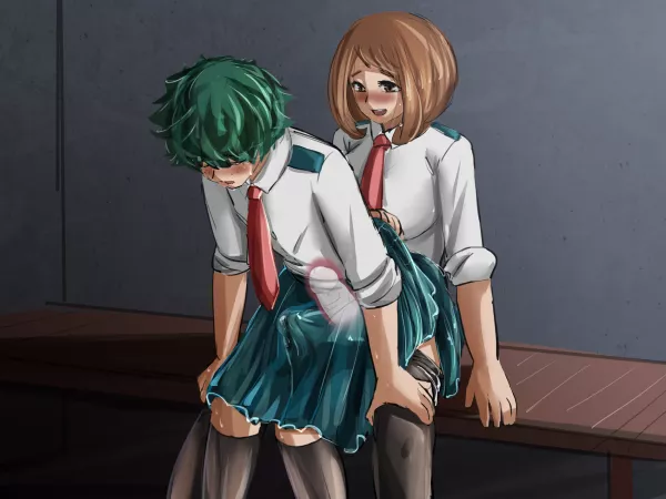 Midoriya riding Uraraka by Lonely-Government596