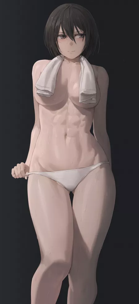 Mikasa Ackerman - Panties & a Towel (yohan1754) by Iamdoingathing