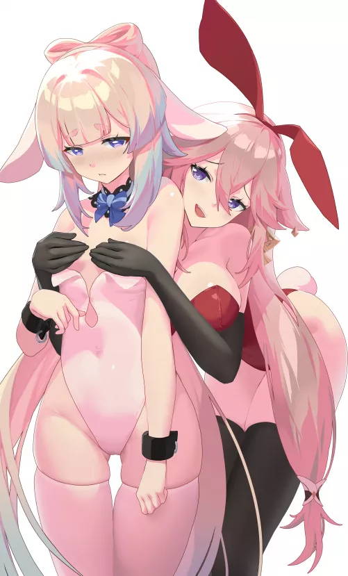Miko and Shinkai Bunny [Genshin Impact] by Black_Motionz