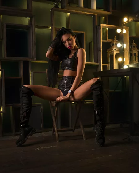 Minnie Mouse in leather by ghostofhumid