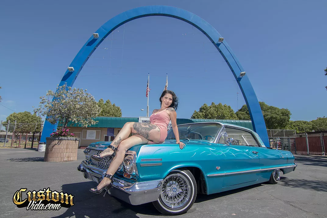 Model Angel Blue with 1963 Impala Custom Lowrider posted by cal2200