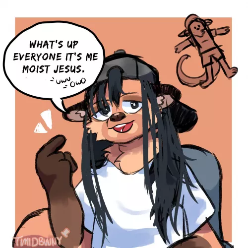 Moistcritikal’s fursona that someone wanted me to draw for a challenge lol - (art by me @TIMIDBVNNY) by Timidbvvnny