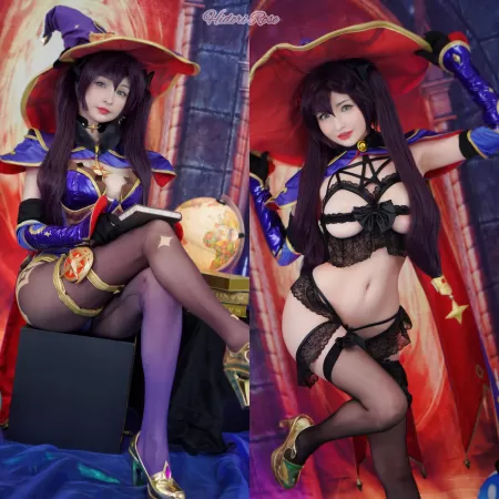 Mona cosplay , two versions by Hidori Rose (Genshin Impact) by Hidori_Rose