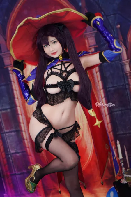 Mona Magistus lingerie cosplay by Hidori Rose by Hidori_Rose