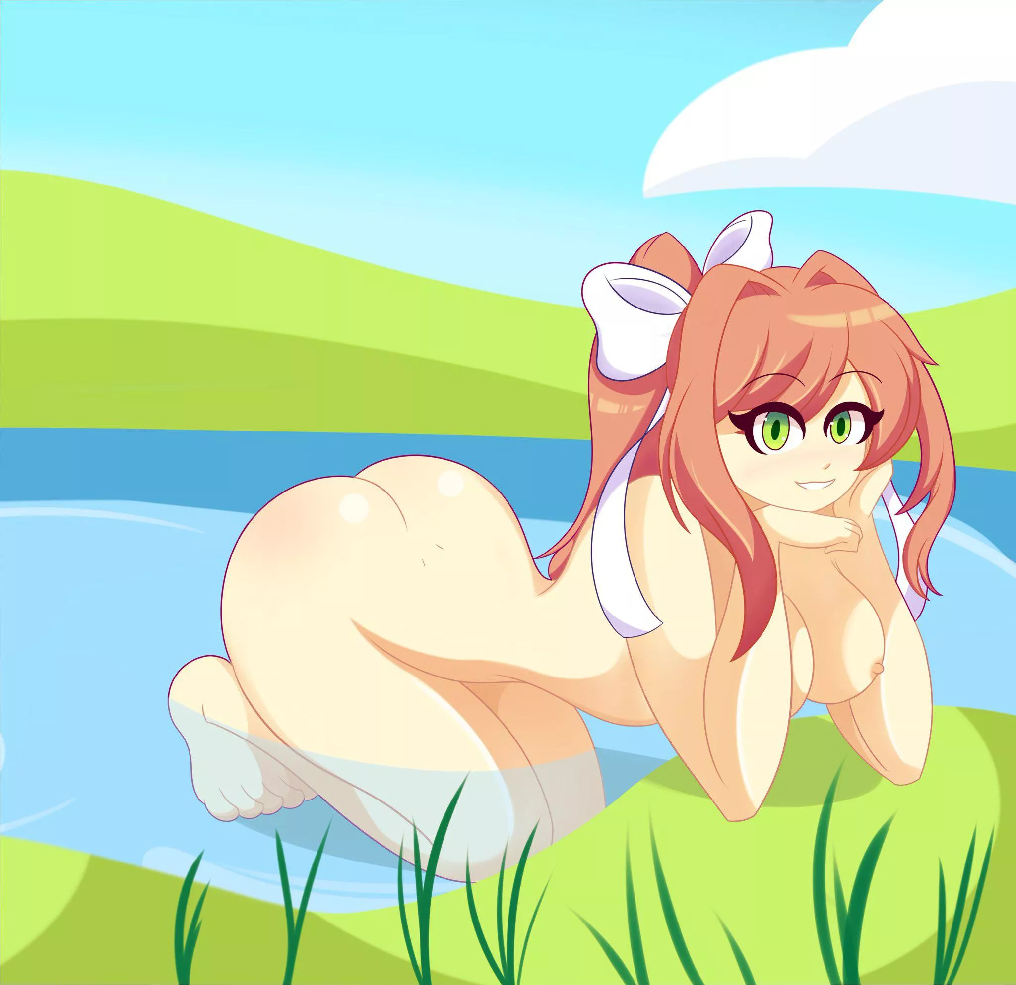 Monika skinny dipping. (Limbros on Twitter commissioned by me) posted by IreallyloveMonika