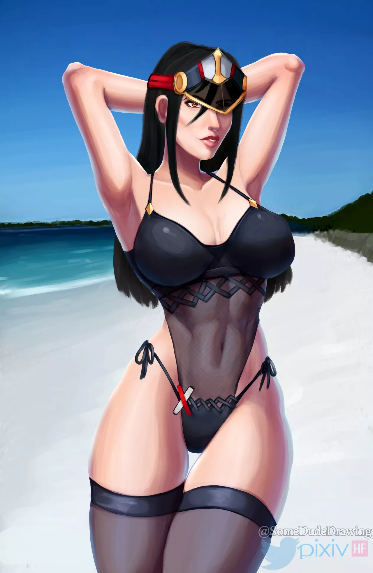 Morag Ladair Beach day (SomeDudeDrawing) [Xenoblade chronicles 2] posted by SomeDudeDrawing