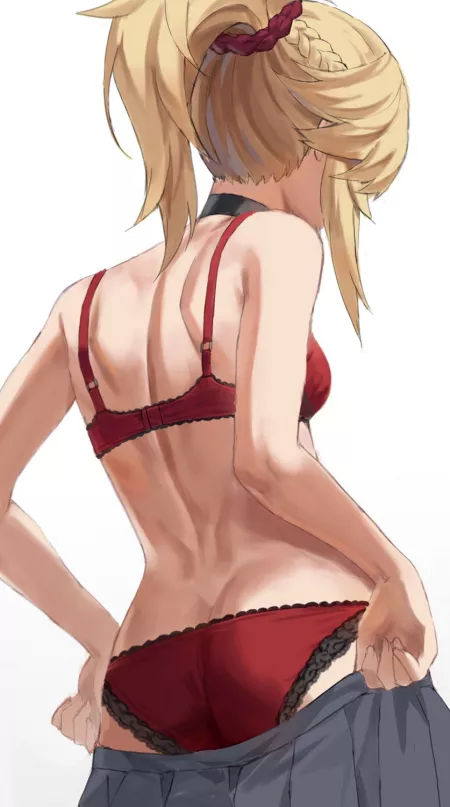 Mordred undressing by Henthigh_Senpai