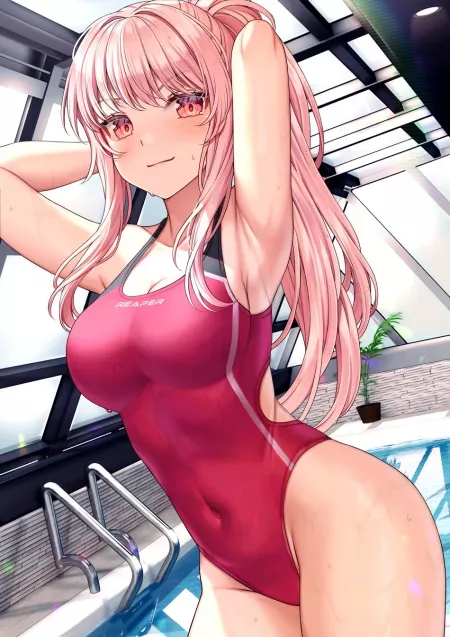 Mori Calliope at THAT pool (Saruei) [Hololive English] by llamanatee