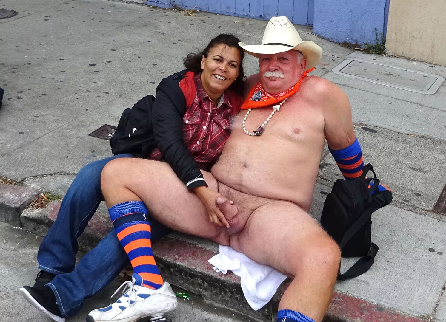 Mr Smiles CFNM fetish display at Folsom - they are both into it posted by Public-Erection-CFNM