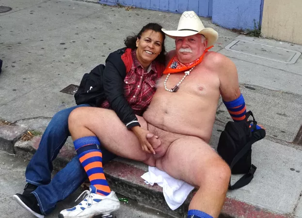 Mr Smiles CFNM fetish display at Folsom - they are both into it by Public-Erection-CFNM