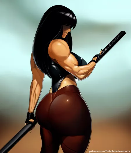 Muscle Katana Girl (BubbleBadassButts) [Original] by elee0228
