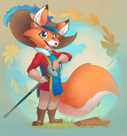 Musketeer Fox! (by me, @HmemeUwU on Twitter) by H_MemeOwO