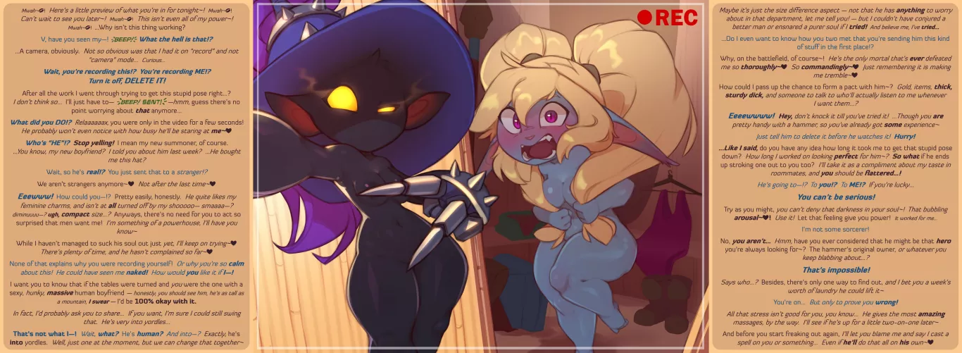 [MxFxF] You're not hung cause I'm short, you're hung cause you're huge! [League of Legends][Shortstacks][Finger challenge][Sexting][Embarrassed Nude Female][Caught in the cross-fire][Exhibitionism?][Possible threeway][MtG caption][Artist: huffslove] by MtG-Ti