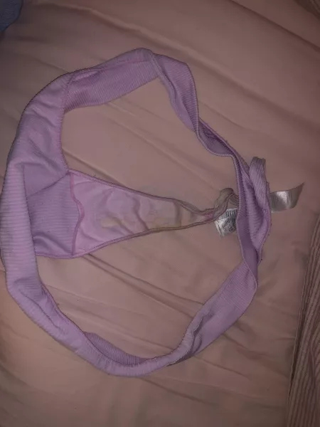 My 24 year old gfs thong from yesterday, a lot of long term staining, very sweaty and a few spots of pussy juice from a long day of work. by annontits