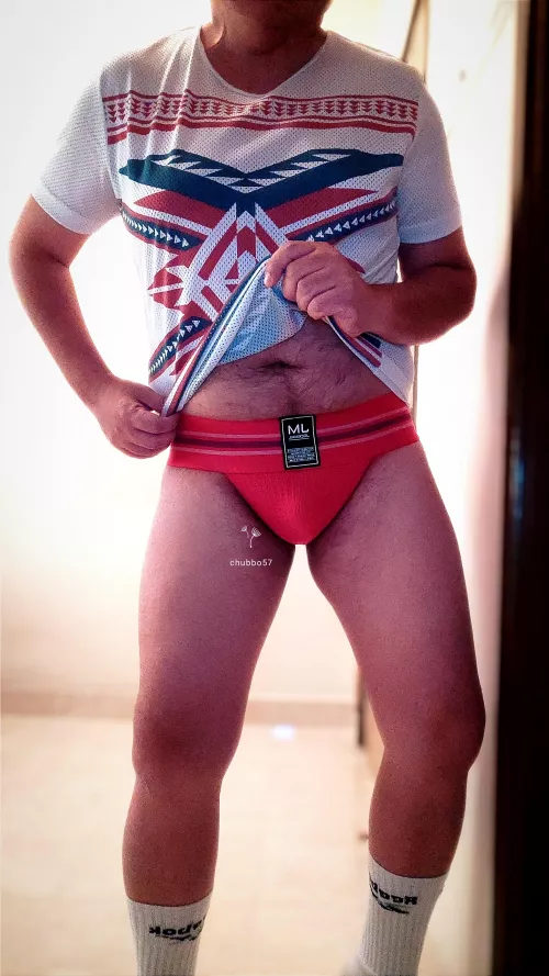 My Aztec-inspired tee & gym jocks got me some prolonged stares at the locker room today. 😏😁 by chubbo57