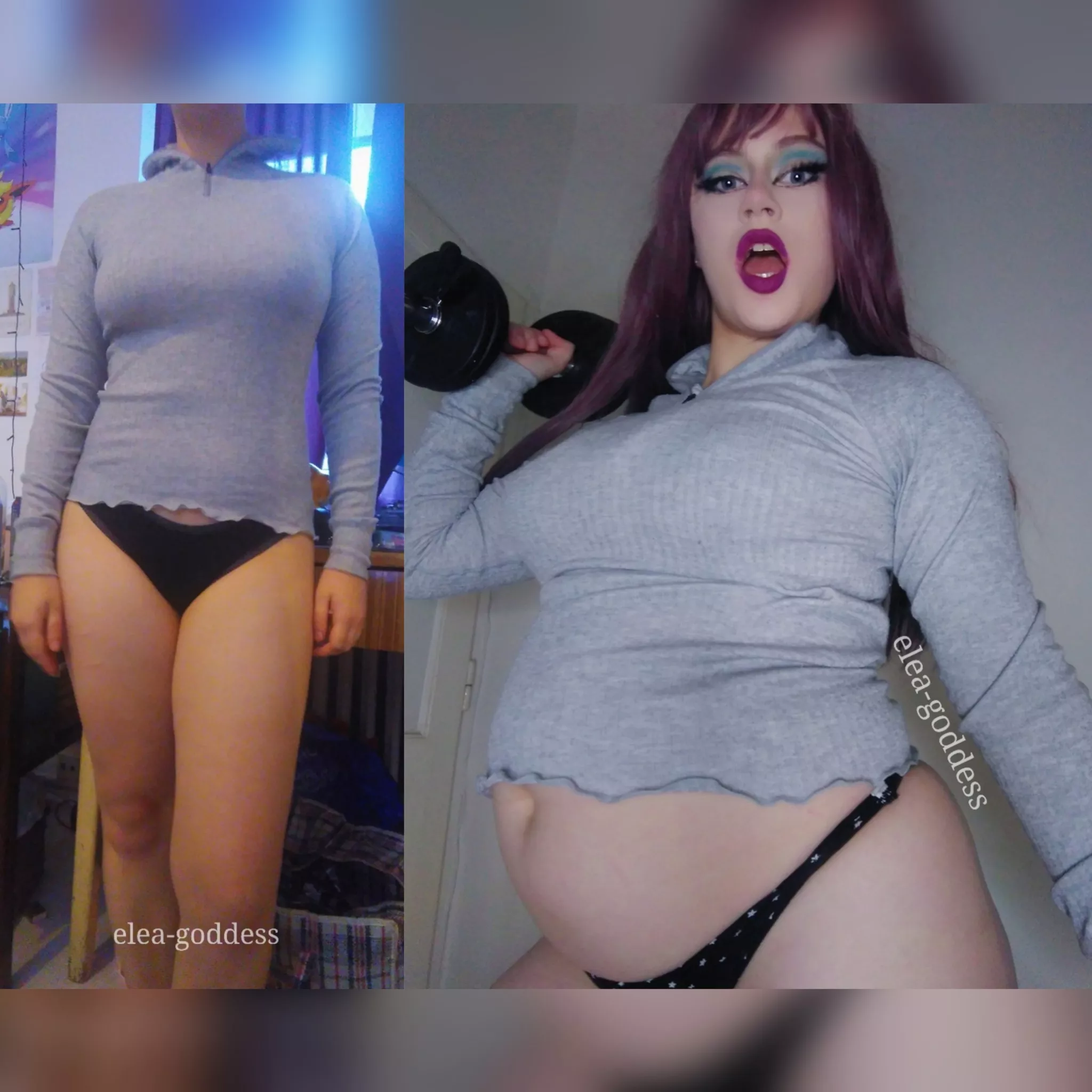 My belly has gotten so big and round 😳 posted by elea-goddess