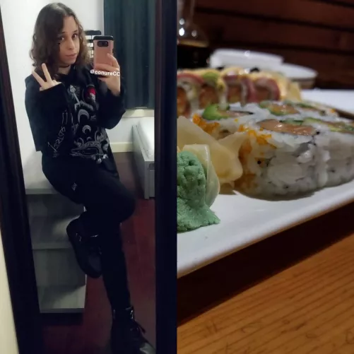 my birthday was last femboy friday & i got sushi, do you like my outfit? by conureCC