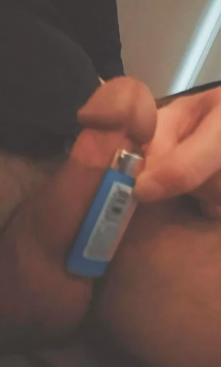 My boyfriend [25] with his little guy next to a mini bic lighter!! by jessv-666