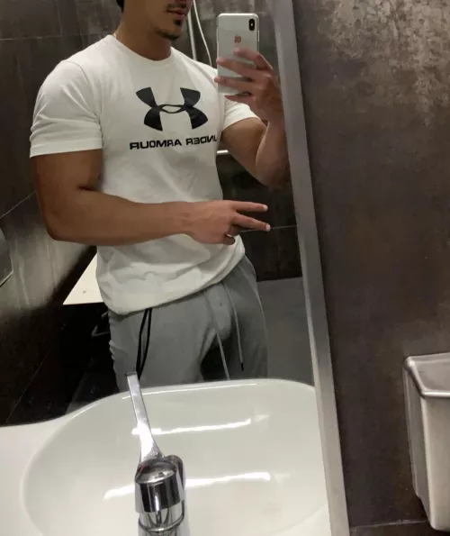 My Buldge on display at the gym (M18) by greekgod111