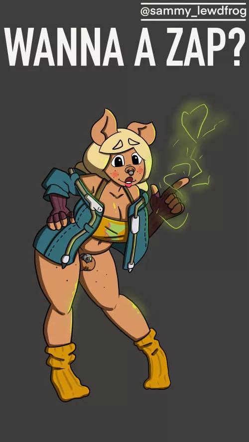 My caged sissy OC, Jessika cosplaying as Zeri, a LoL character 🥰 (comms open)