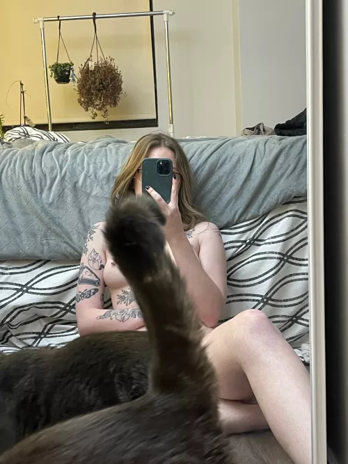 My cat kinda cock blocked this one..... by ohbabyitssara