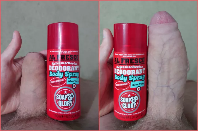 My cock both soft and hard vs a deodorant can by QuietVirgin96