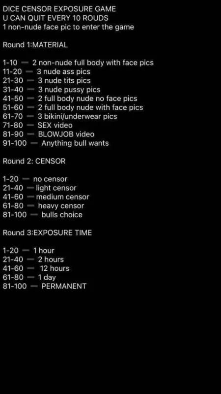 My dice exposure game. Wanna try it cucky? Msg me on RazvanRaw by RazvanRaw