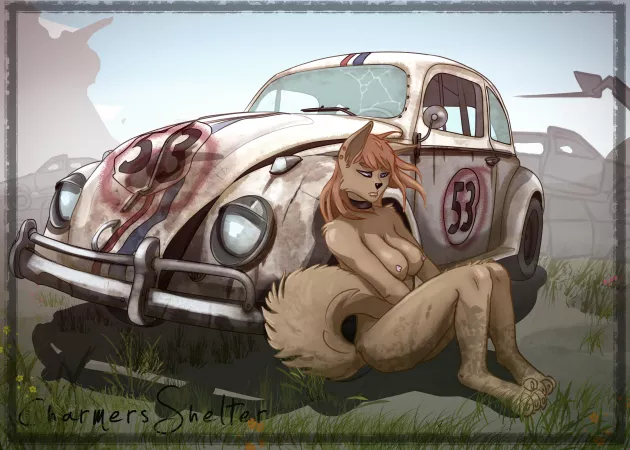 My [F] OC Flora sitting next to my fan canon version of Herbie. Art by (CharmersShelter) by KaylaTheUmbreonSlave