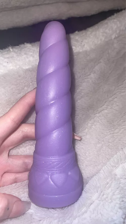 my favorite toy 😈 sparkly purple unicorn horn dildo by badbbysky