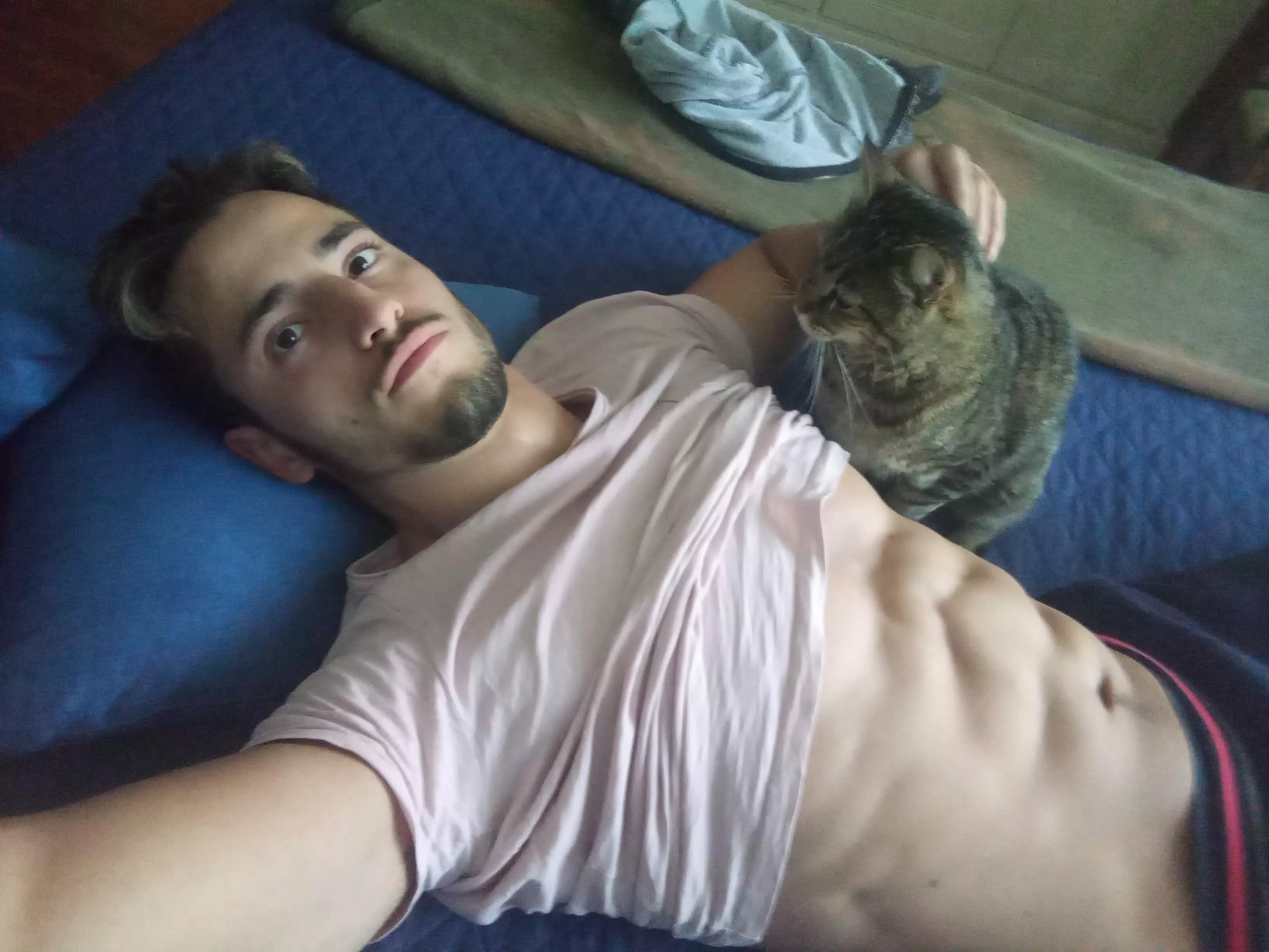 My feline friend is checking if my abs are ok👌😽 posted by Andy_Sage