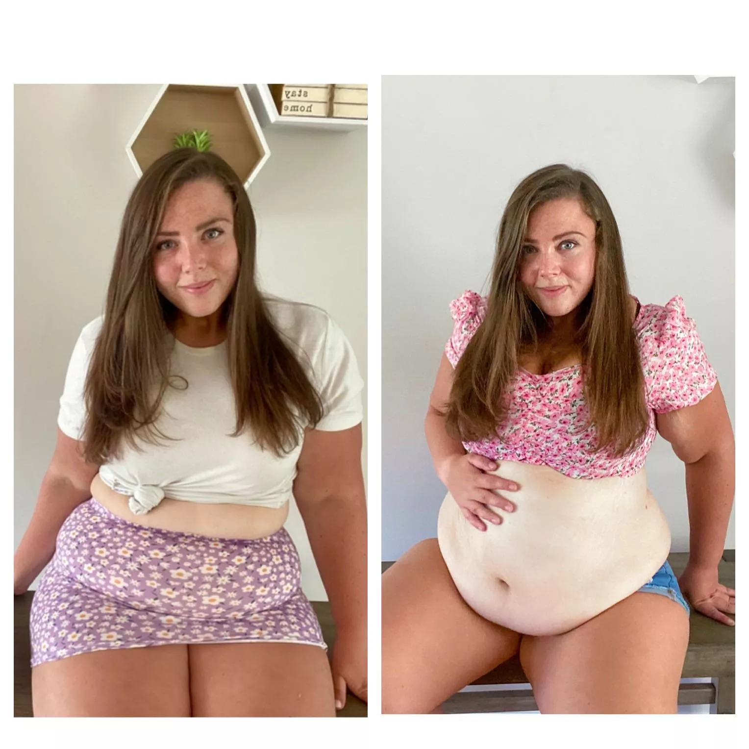 My first set on OF from August 1st vs today 😳🐷 Everyone’s making me so hungry all the time 😩💕 posted by cjccannot