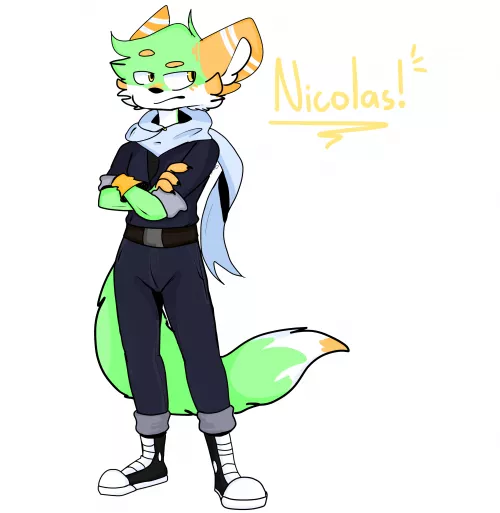 my friend asked me to draw a green and orange floofy furry boi by Trashy_bish